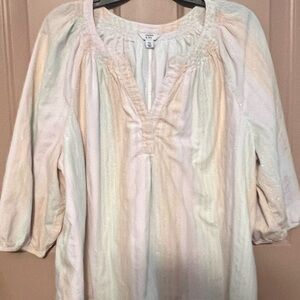 Crown & Ivy Cream Blouse with Subtle Stripes
